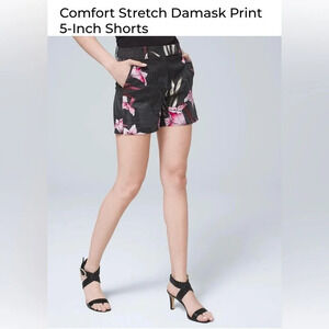 White House Black Market Damask Comfort Stretch 5” Short NWT Black Casual Size 2